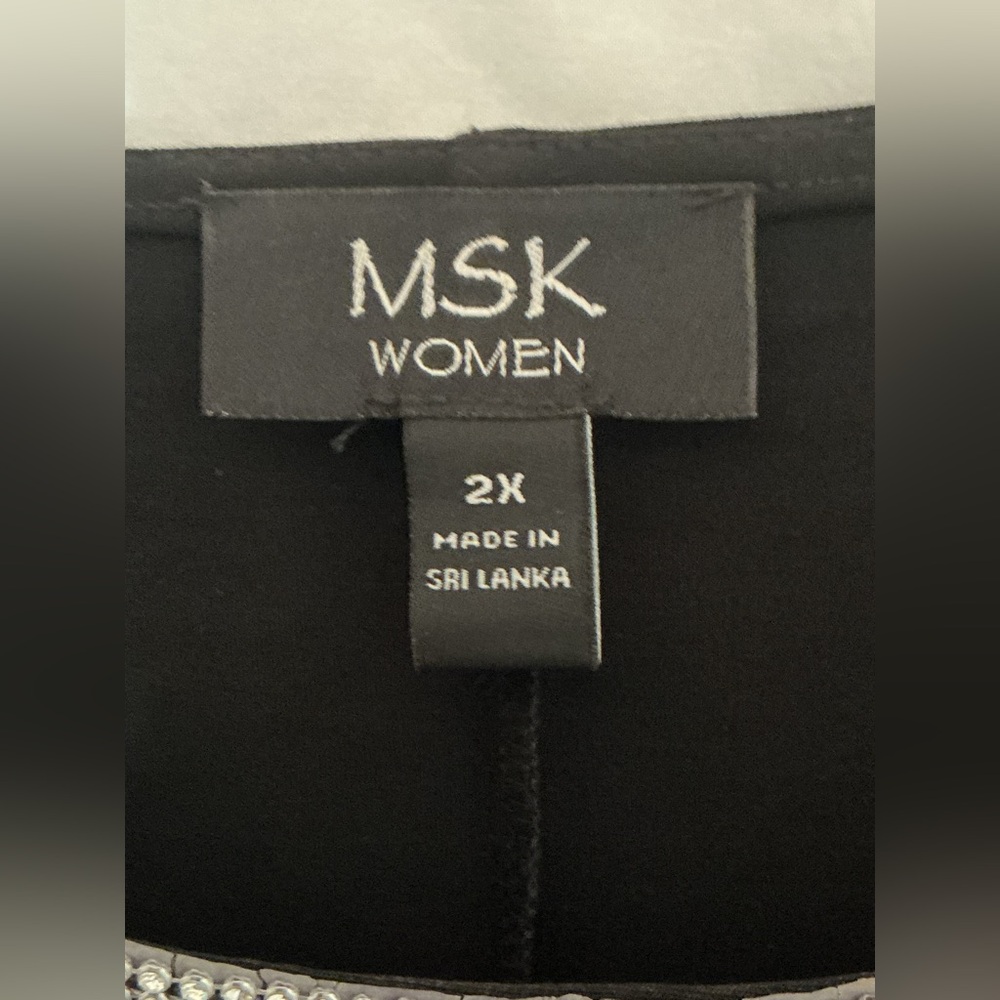 MSK Black Long-Sleeve A-Line Dress with Rhinestone Trim - Picture 6 of 8